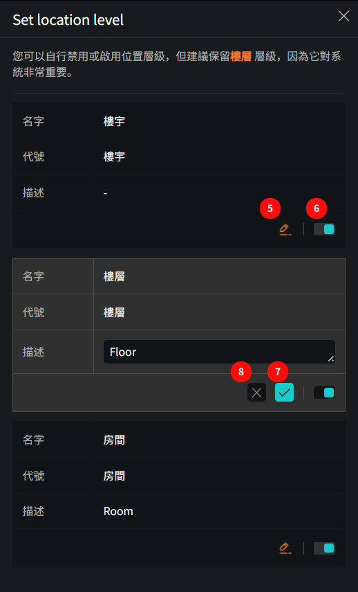 Set location level