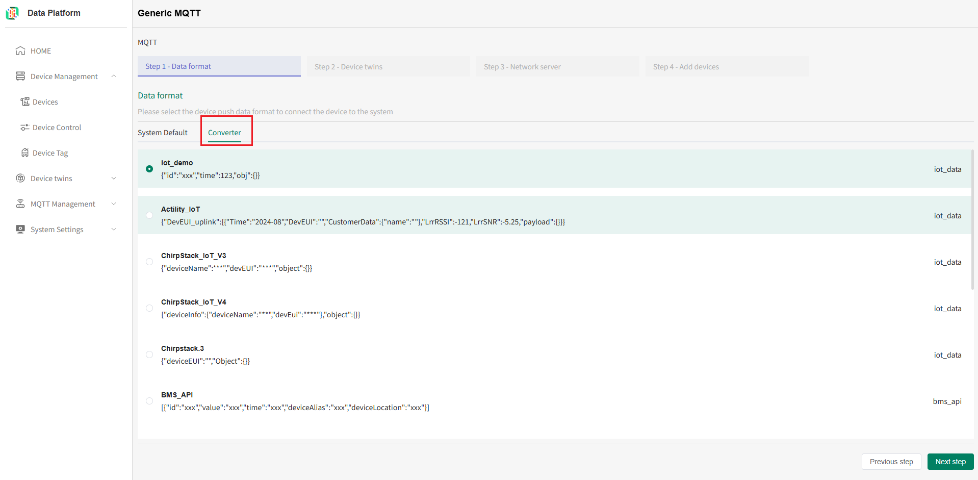 mqtt_dataFormat_converter